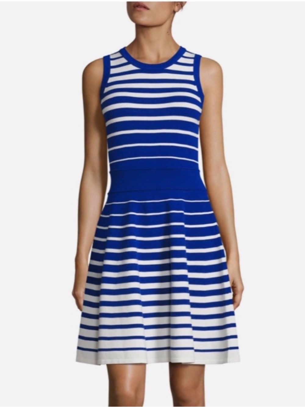 Milly Degrade Knit Blue and White Striped Fit and Flare Dress Women's Size XS